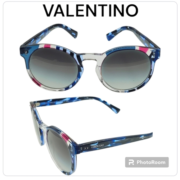Valentino Accessories - Valentino VA4005-5048/8G Blue Pink Marble Grey Lens Women's Sunglasses